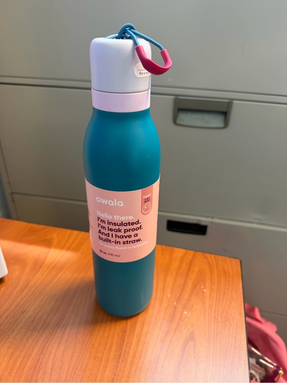 New unused Owala Teal Insulated Water Bottle with Built-In Straw